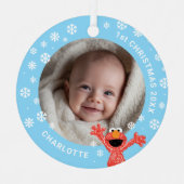 Elmo's Baby's 1e Kerstmis Foto Metaal Ornament (Voorkant)