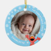Elmo's Baby's 1st Christmas Photo Ceramic Ornament (Voorkant)