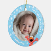 Elmo's Baby's 1st Christmas Photo Ceramic Ornament (Links)