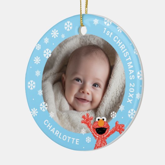 Elmo's Baby's 1st Christmas Photo Ceramic Ornament (Links)