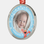 Elmo's Baby's 1st Christmas Photo Metal Ornament (Links)