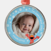 Elmo's Baby's 1st Christmas Photo Metal Ornament (Voorkant)