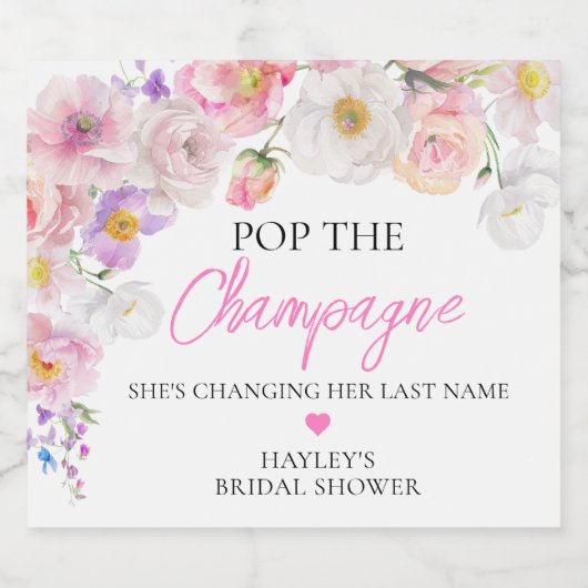 Eloise Bloemige Knal de Champagne Bruidsontbijt Sparkling Wijnetiket (Enkel label)