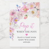Eloise Floral Baby shower Pop It Wijn Etiket (Enkel label)