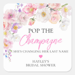 Eloise Floral Pop van het Champagne Vrijgezellenfe Vierkante Sticker