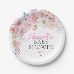 Eloise Pink Floral Baby shower Papieren Bordje