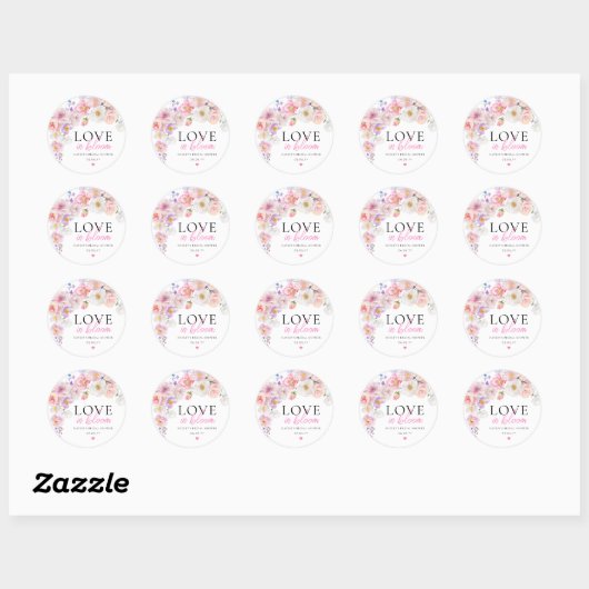 Eloise Pink Floral Love in Bloom Vrijgezellenfeest Ronde Sticker (Vel)