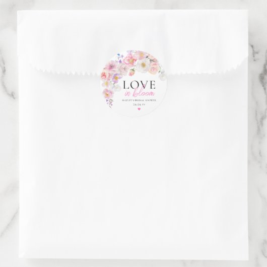 Eloise Pink Floral Love in Bloom Vrijgezellenfeest Ronde Sticker (Tas)