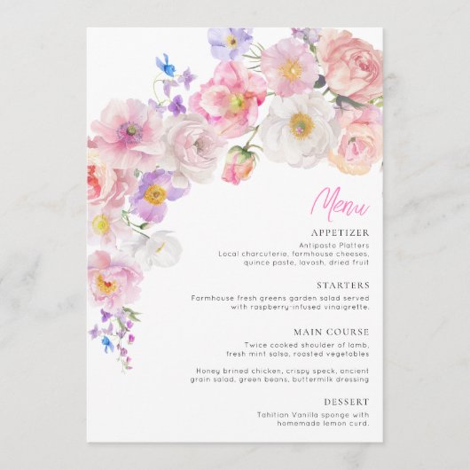 Eloise Pink Floral Menu (Voorkant)