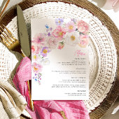 Eloise Pink Floral Vrijgezellenfeest Menu Kaart