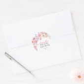 Eloise Roze Bloem Bruidsdouche Ronde Sticker (Envelop)