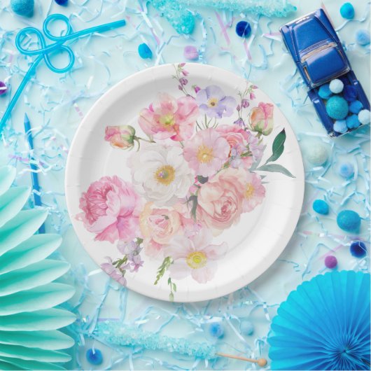 Eloise Roze Bloem Papieren Bordje (Feest)