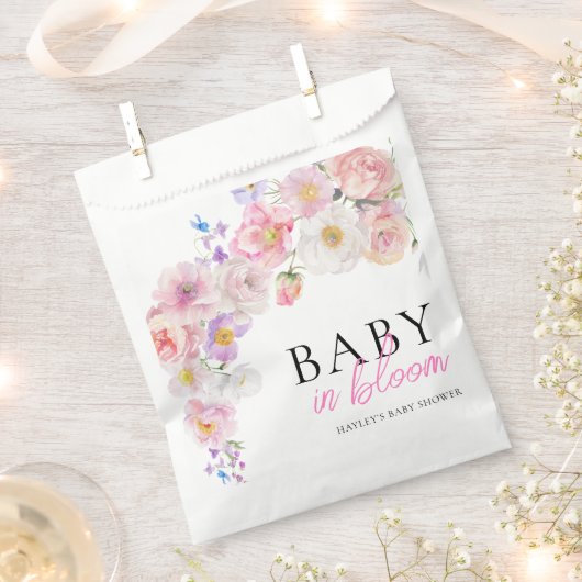Eloise Roze Bloemen Baby in Bloom Baby shower Bedankzakje (Geknipt)