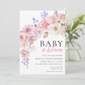 Eloise Roze Bloemen Baby in Bloom Baby shower Kaart (Staand voorkant)