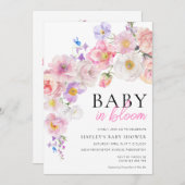 Eloise Roze Bloemen Baby in Bloom Baby shower Kaart (Voorkant / Achterkant)