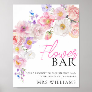 Eloise Roze Bloemen Bar Teken Poster