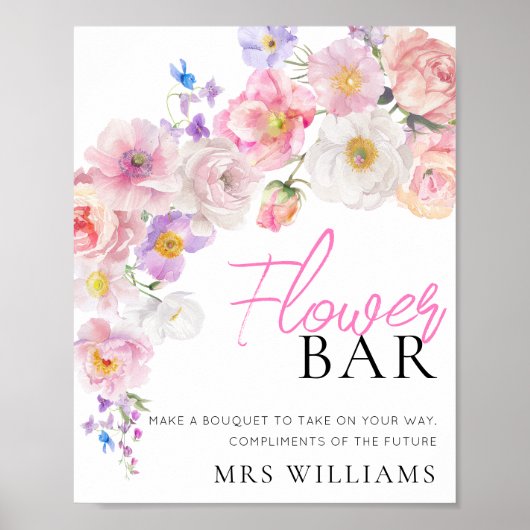 Eloise Roze Bloemen Bar Teken Poster (Voorkant)