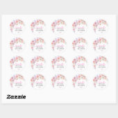 Eloise Roze Bloemige Bruiloft Feest Ronde Sticker (Vel)