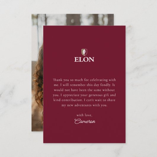 Elon | Afstuderen 20XX Bedankkaart (Voorkant / Achterkant)