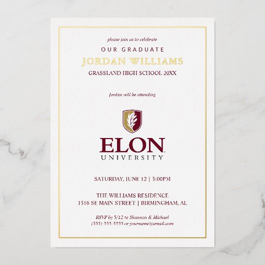 Elon Afstuderen Folie Uitnodiging (Voorkant)