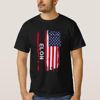 Elon  Font USA Flag T-shirt