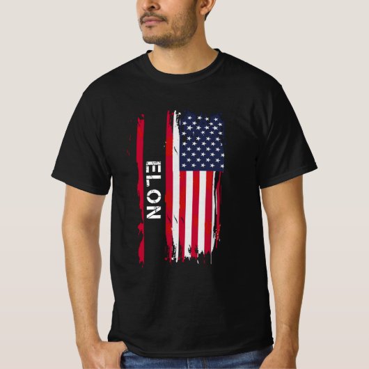 Elon  Font USA Flag T-shirt (Voorkant)