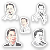elon musk funny caricature sticker (Voorkant)