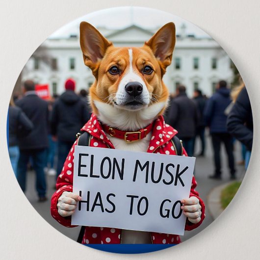 Elon Musk moet naar Dog Pin Ronde Button 6,0 Cm (Voorkant)