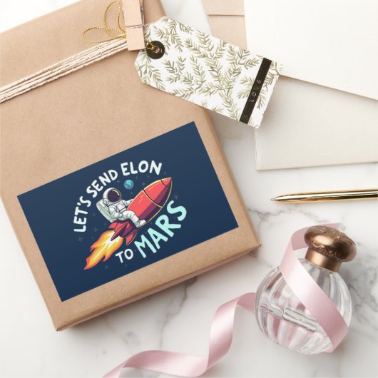 Elon naar Mars Rechthoek Sticker sturen (Geschenken)