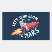 Elon naar Mars Rechthoek Sticker sturen (Voorkant)