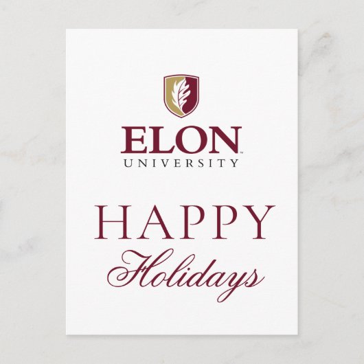 Elon Universiteit Feestdagenkaart (Voorkant)