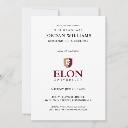 Elon University Afstuderen Aankondiging (Voorkant)