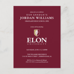 Elon University   Afstuderen Aankondigingskaart