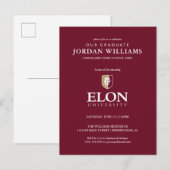 Elon University | Afstuderen Aankondigingskaart (Voorkant / Achterkant)