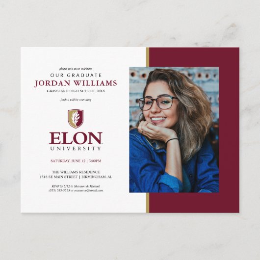 Elon University | Afstuderen Aankondigingskaart (Voorkant)