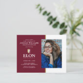 Elon University | Afstuderen Aankondigingskaart (Staand voorkant)