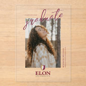 Elon University Afstuderen Acryl Uitnodigingen (Voorkant)