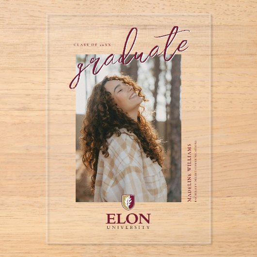 Elon University Afstuderen Acryl Uitnodigingen (Voorkant)