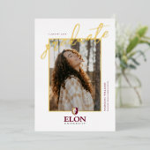Elon University Afstuderen Folie Uitnodiging (Staand Voorkant)