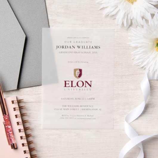 Elon University Afstuderen Vellum Uitnodigingen (Huwelijk)