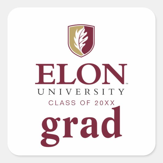 Elon University Afstuderen Vierkante Sticker (Voorkant)