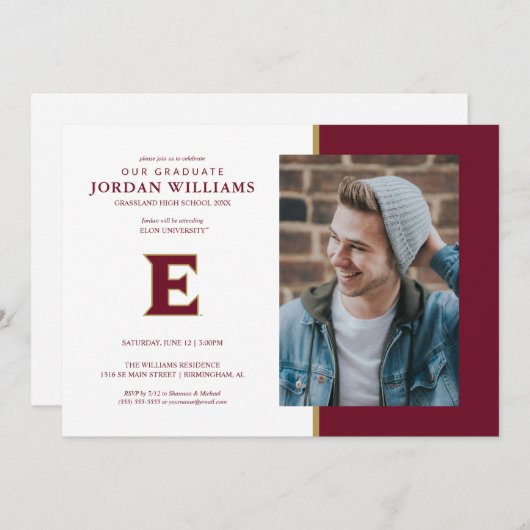 Elon University E Aankondiging (Voorkant / Achterkant)