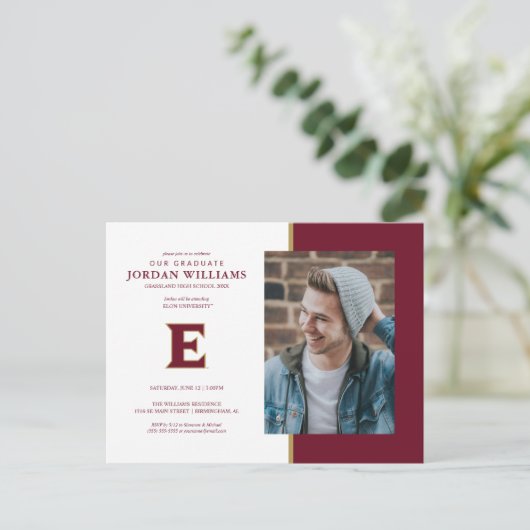 Elon University E | Afstuderen Aankondigingskaart (Staand voorkant)