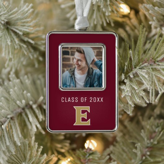 Elon University E | Klasse van 20XX Verzilverd Omlijst Ornament (Boom)
