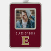 Elon University E | Klasse van 20XX Verzilverd Omlijst Ornament (Voorkant)
