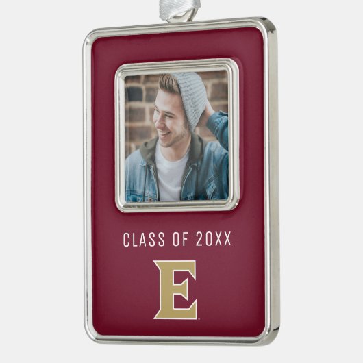 Elon University E | Klasse van 20XX Verzilverd Omlijst Ornament (Links)