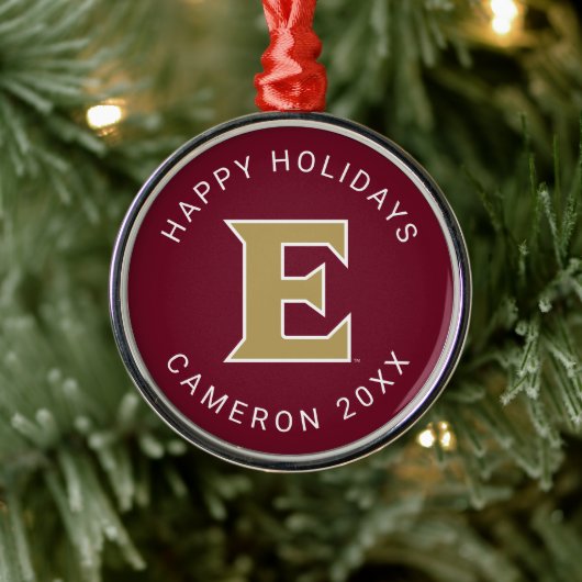 Elon University E Metalen Ornament (Boom)
