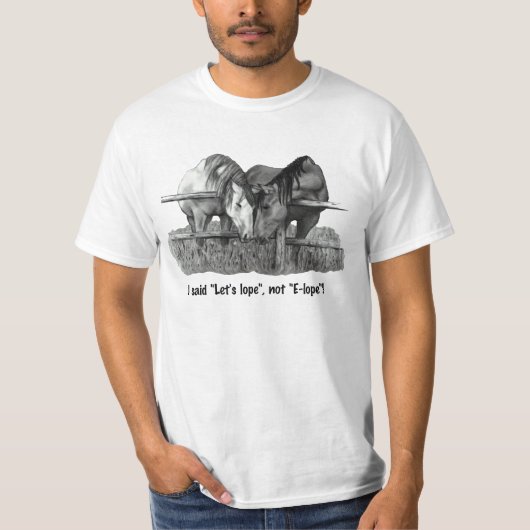 Elope, Grappig, Paarden: Potloodtekening: Trouwen T-shirt (Voorkant)