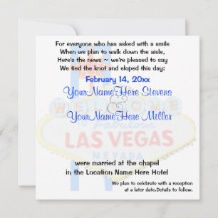 Elope Las Vegas huwelijksaankondiging Kaart