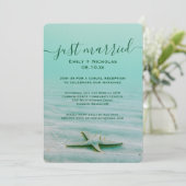 Eloped Aqua Starfish Beach Receptie Party Kust Kaart (Staand voorkant)